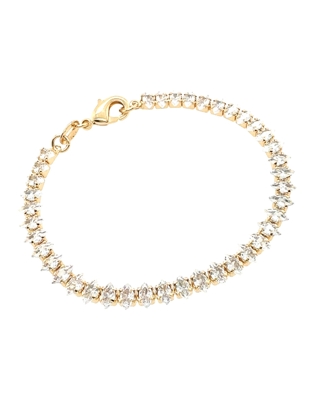 14k yellow gold fill marquise crystal tennis white diamond bracelet 