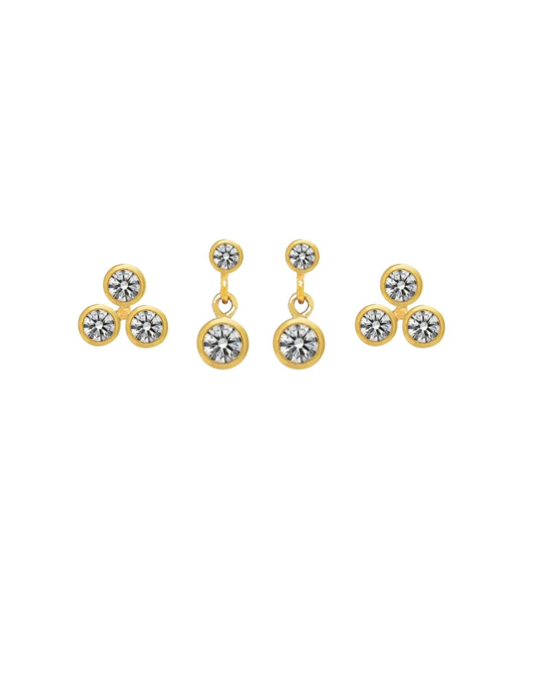 Petite Bezel Stud Earrings Set