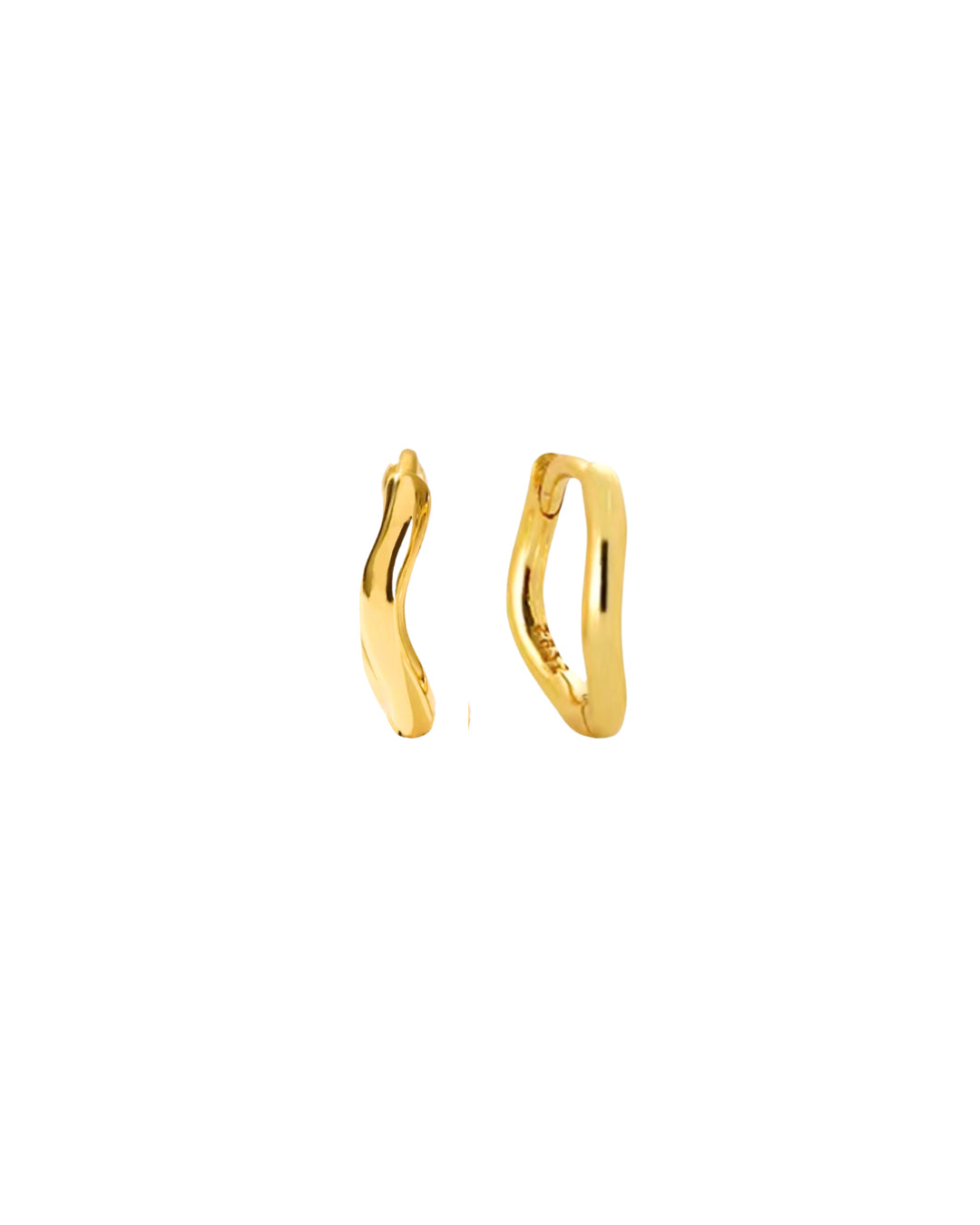 Gold sculptural huggie earrings with organic curved design