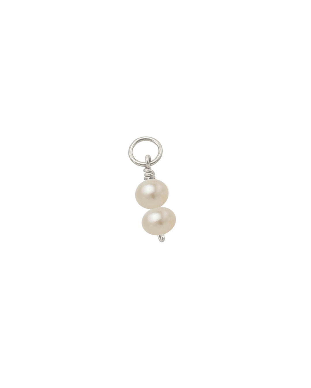 Sterling silver freshwater two pearl duo earring charms for Huggie hoops earrings. Made in Australia. 