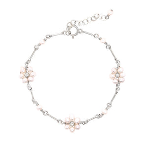 Silver Daisy Pearl Bracelet