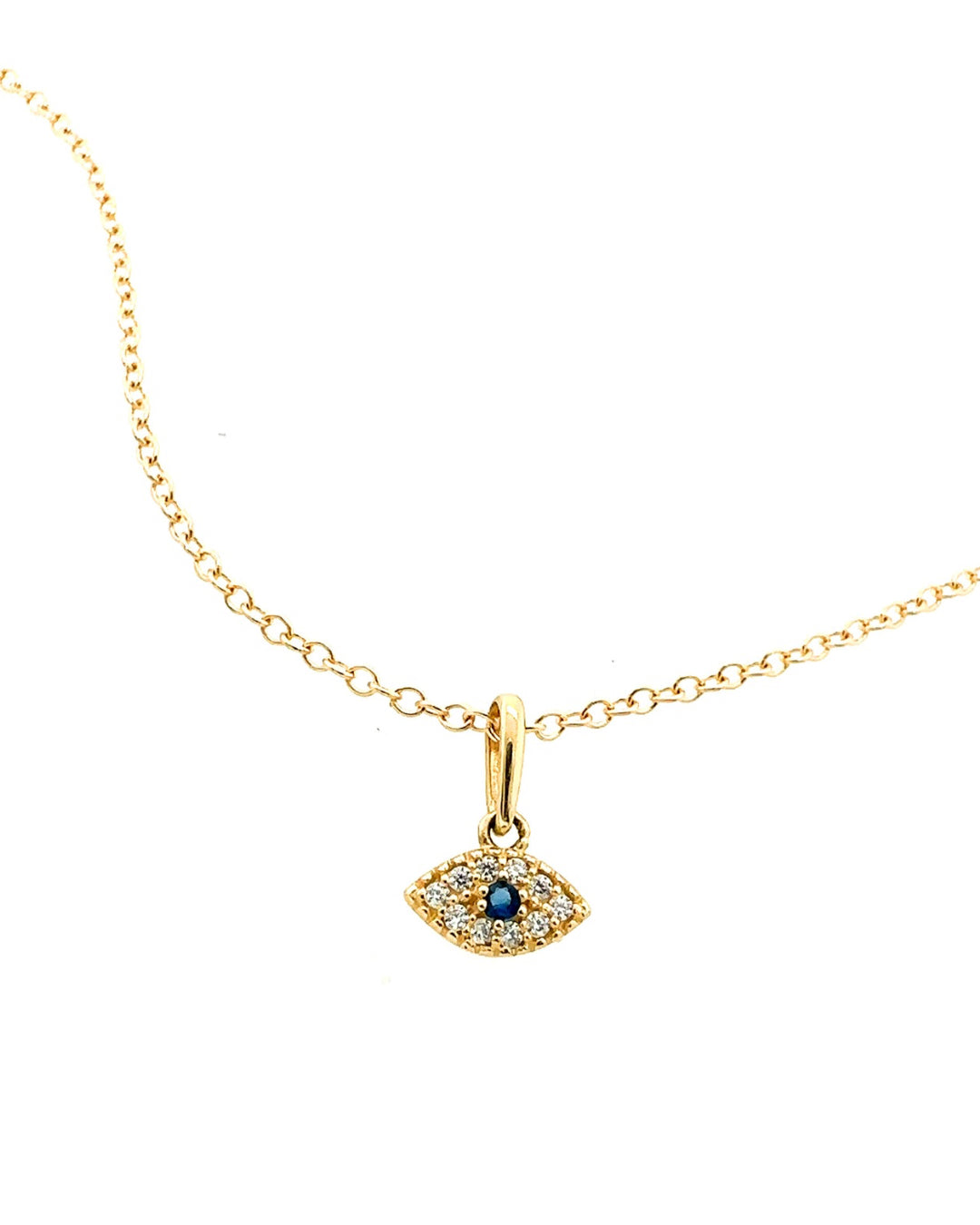 14k solid gold talisman necklace chain with evil eye pendant