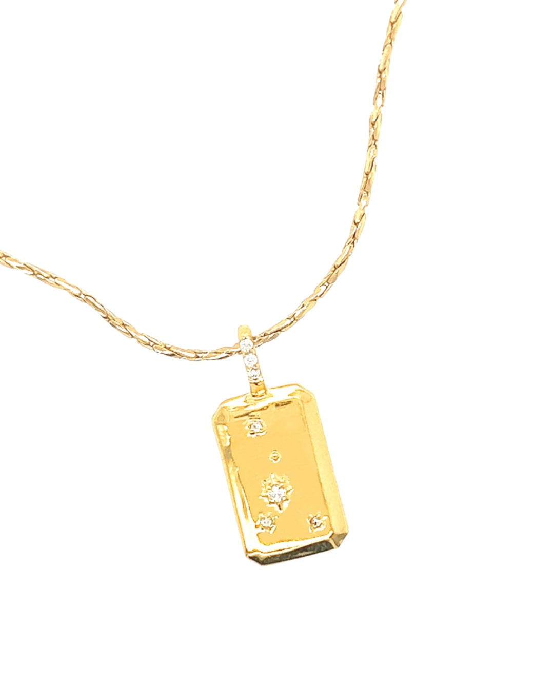 Gold Cancer Constellation Zodiac Pendant on a Gold Necklace Chain