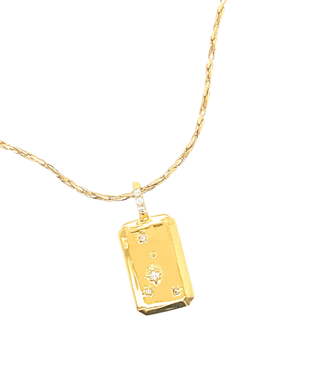 Gold Cancer Constellation Zodiac Pendant on a Gold Necklace Chain