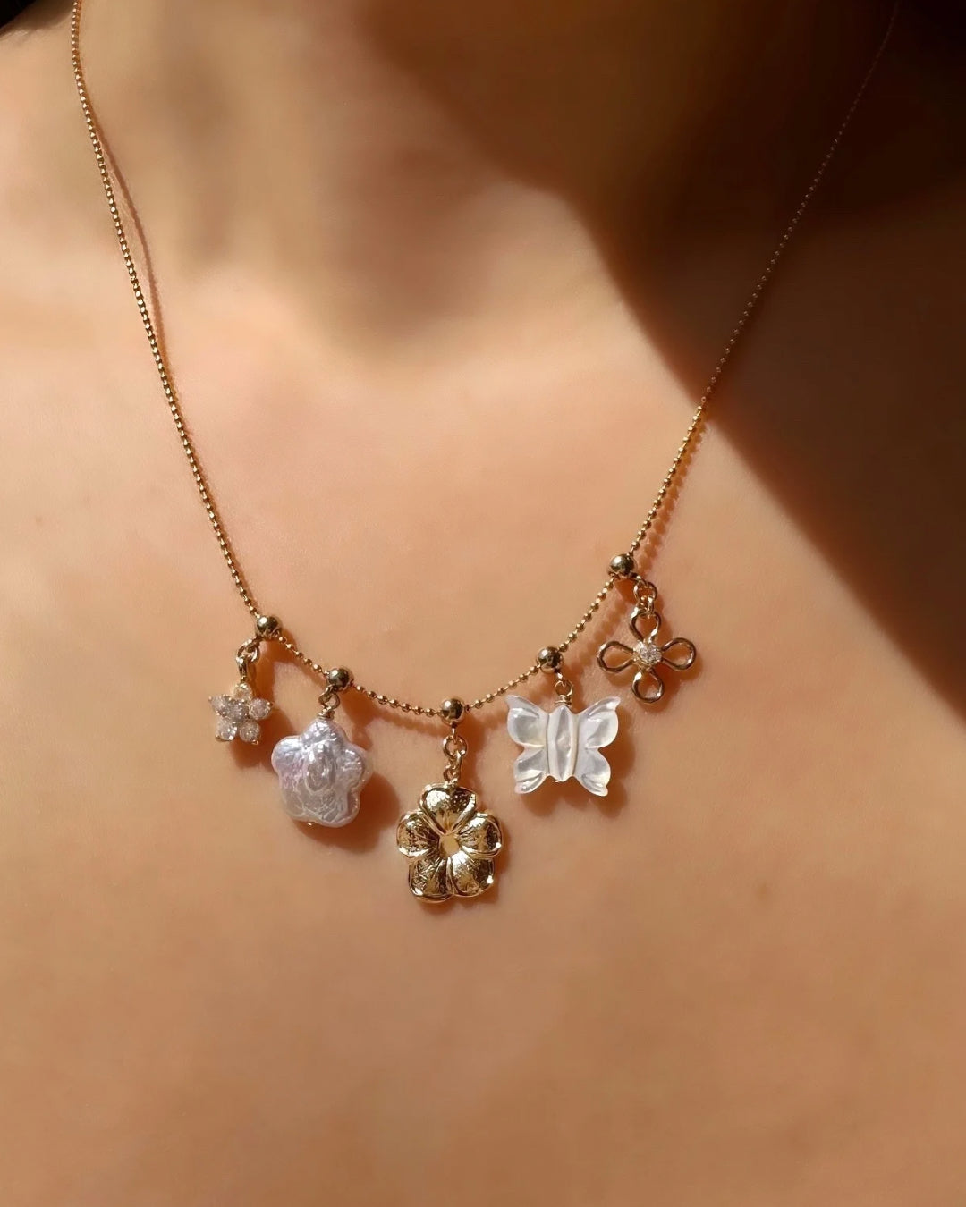 Butterfly Pearl Charm