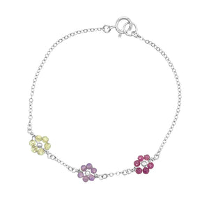 Silver Daisy Birthstone Bracelet