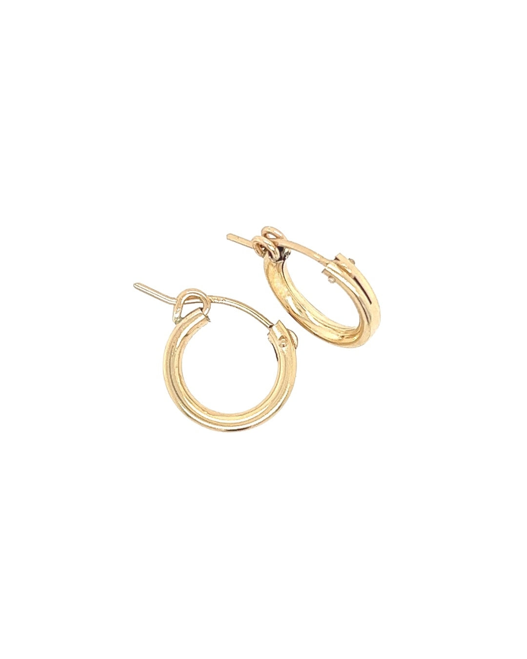 14k yellow gold fill Huggie hoops earrings. Made in Australia. Classic minimal plain gold hoops 