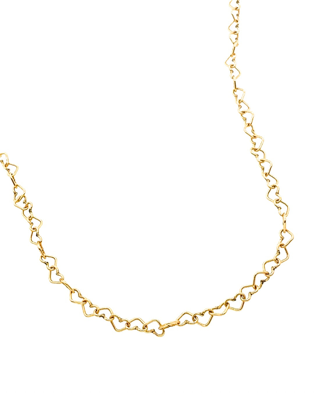 14k gold fill love heart link choker necklace 