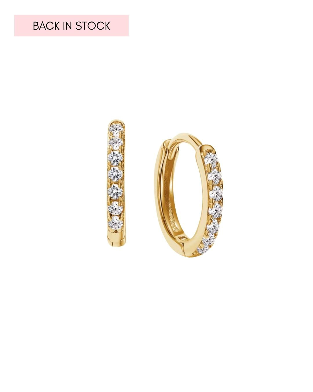 Gold classic cubic zirconia crystal pave hoop earrings 