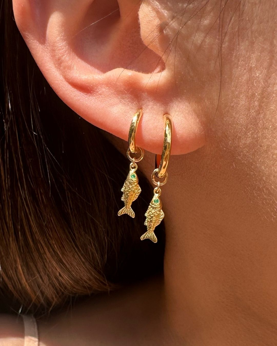 Sardine Charm Hoops