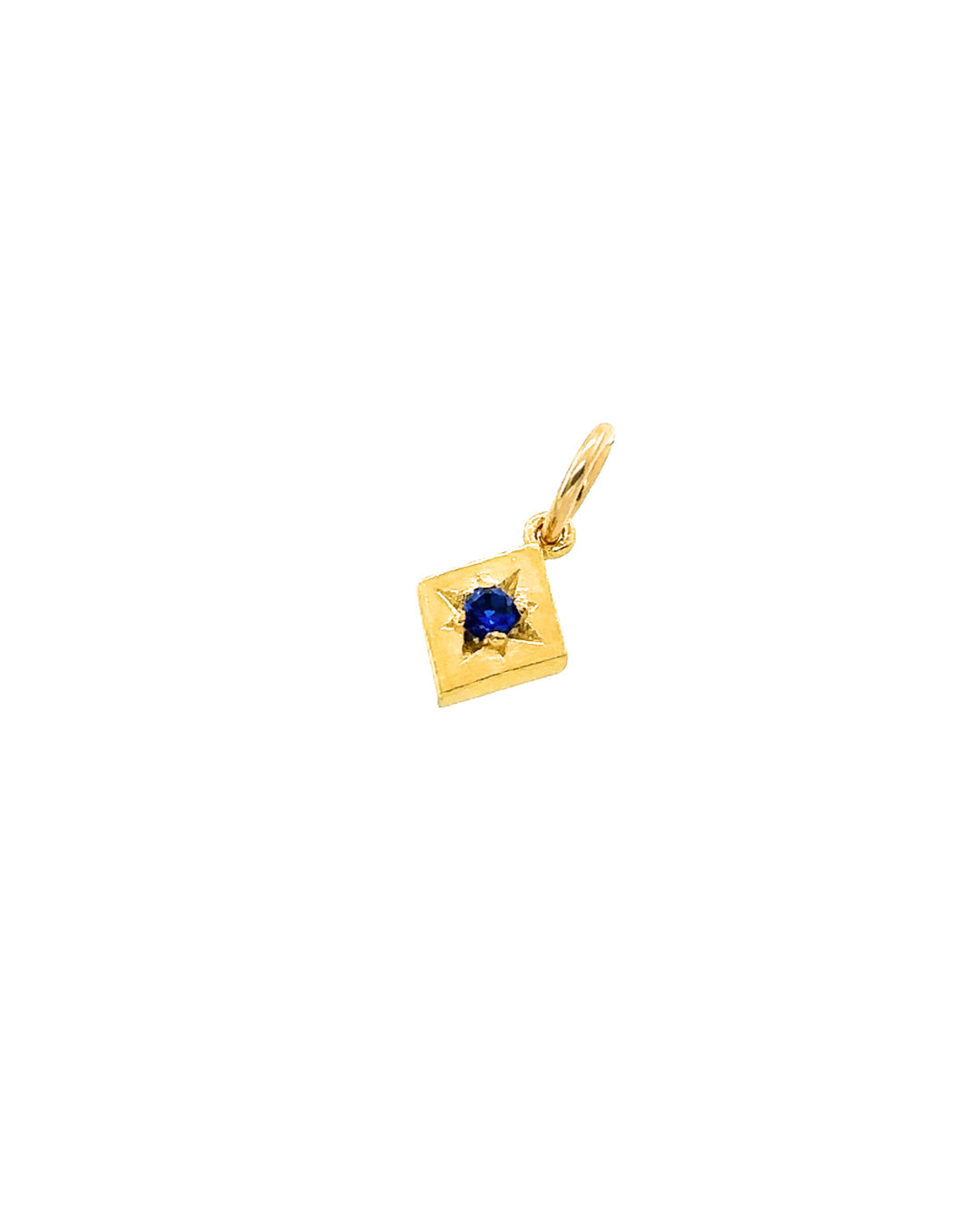 14k gold fill Asteria star mini pendant charm with blue sapphire cubic zirconia diamond crystal. Made in Australia. September Birthstone pendant.