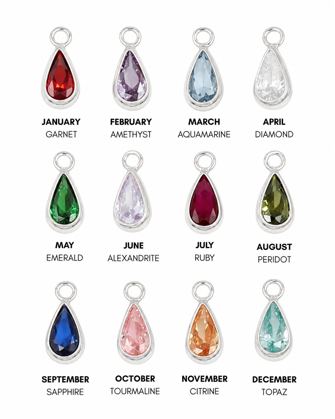 Silver Birthstone Necklace