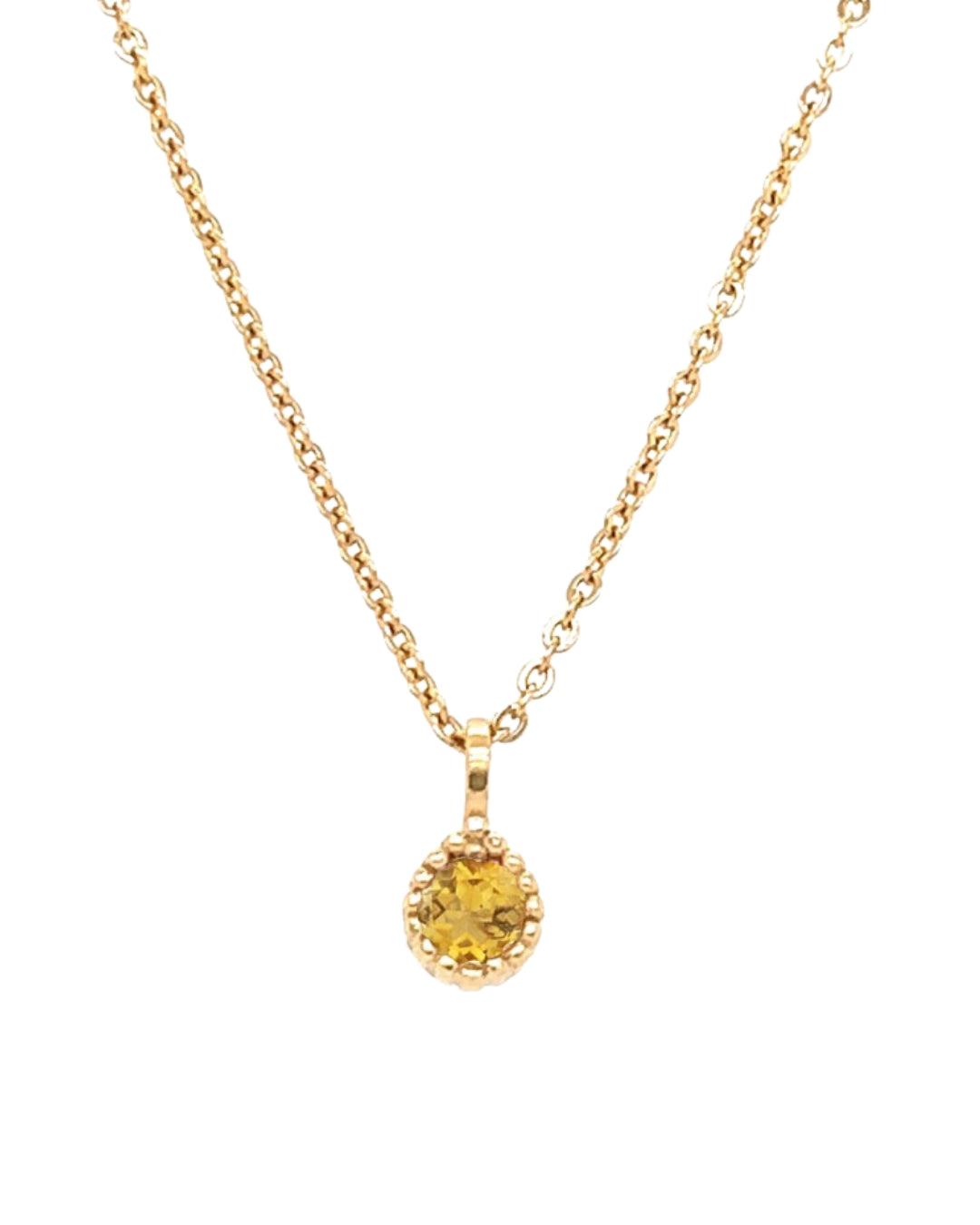 Gold November Orange Citrine Birthstone Necklace