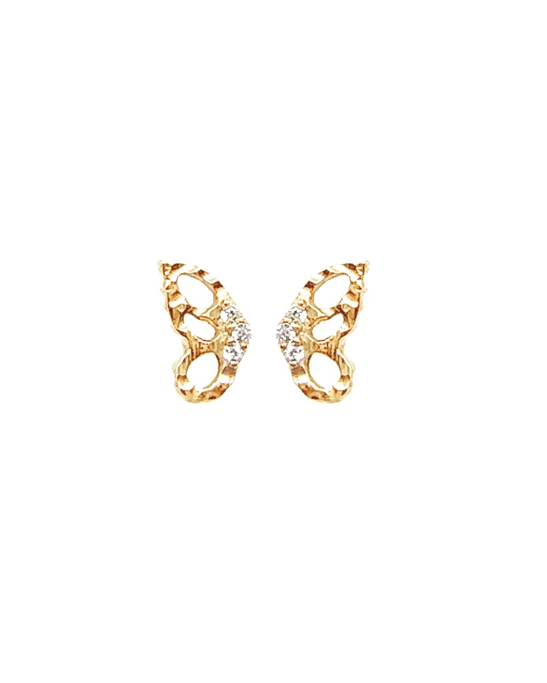 Gold butterfly flutter stud earrings 