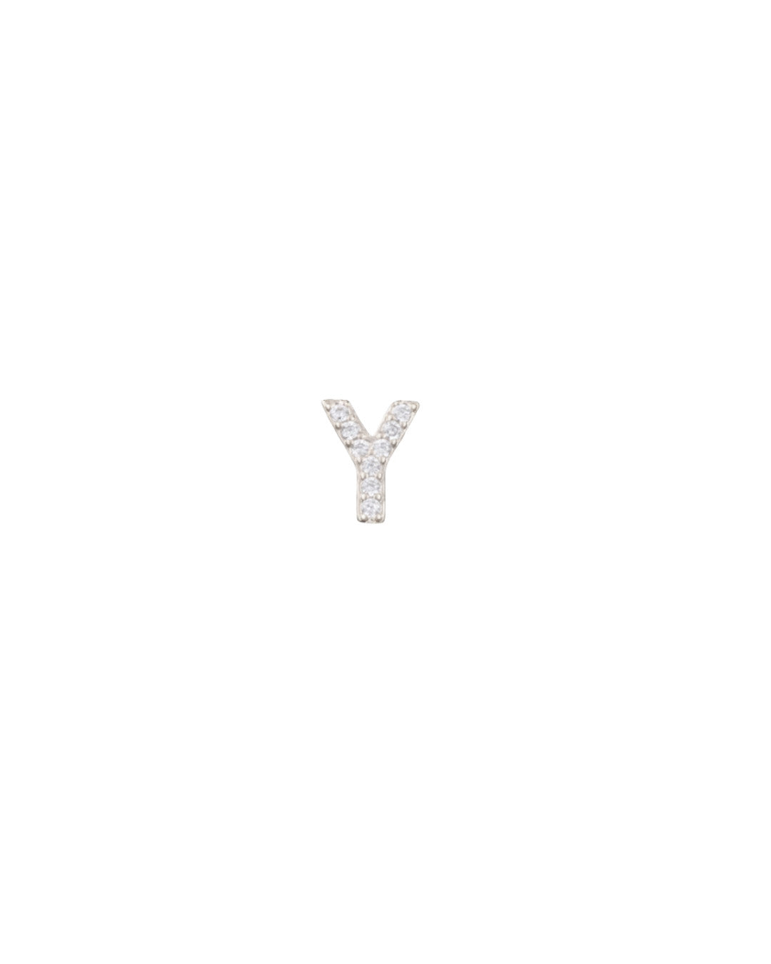 Silver Pavé Letter Y