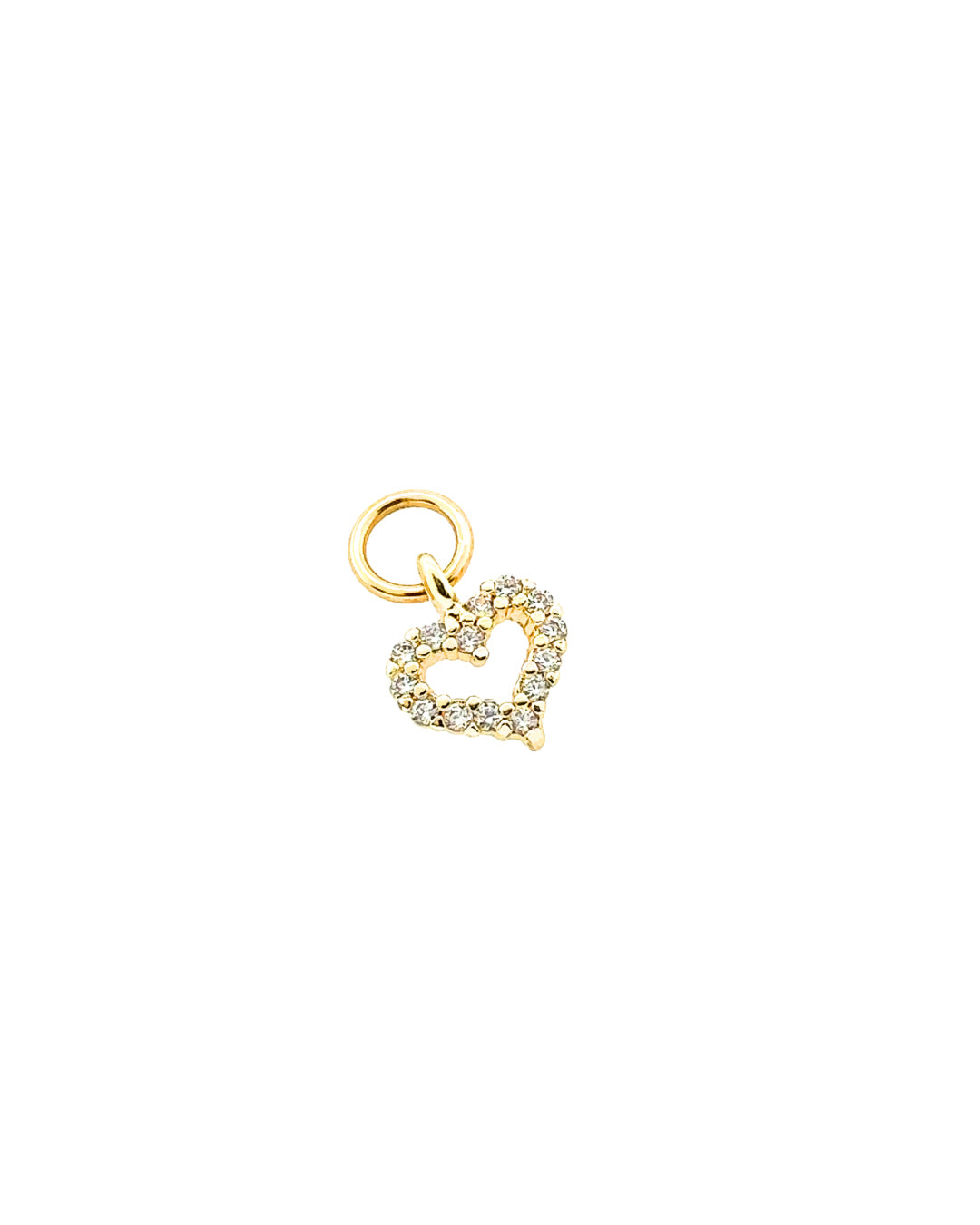 14k yellow gold pave love heart earring charm for Huggie hoops. Made in Australia. 