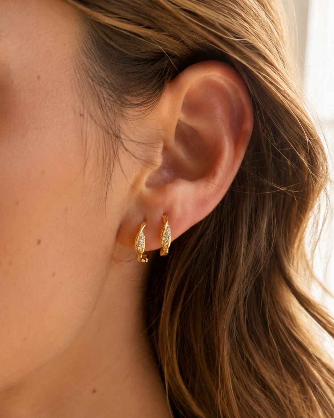 Wavy Pavé Huggies