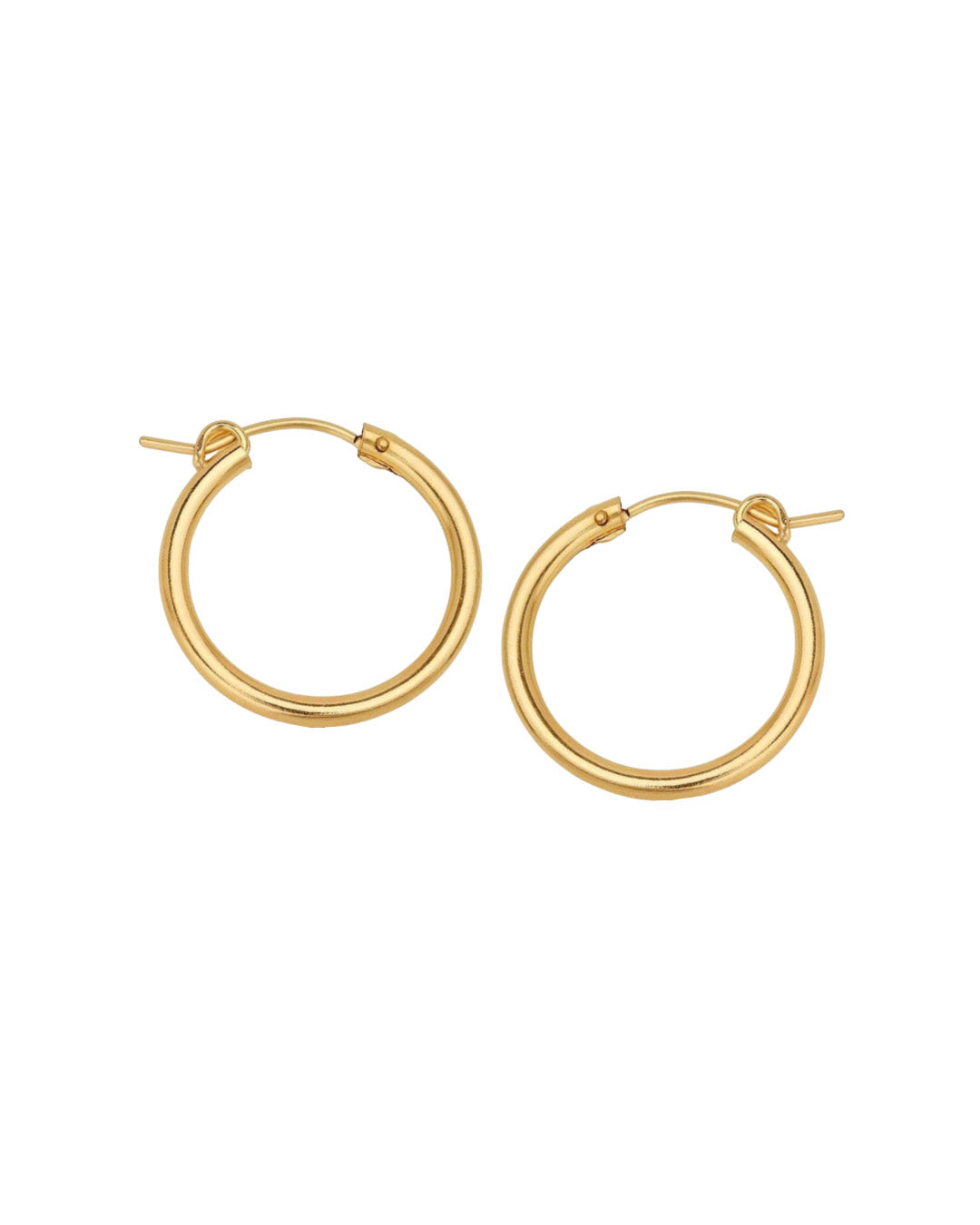 14k yellow gold fill Huggie hoops earrings. Made in Australia. Classic minimal plain gold small medium euro hoops 