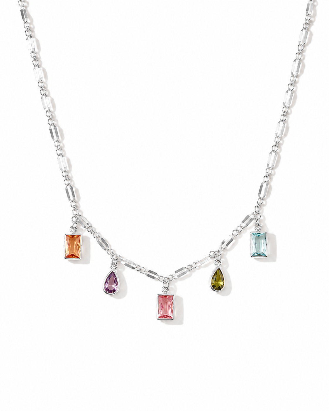Silver Birthstone Necklace