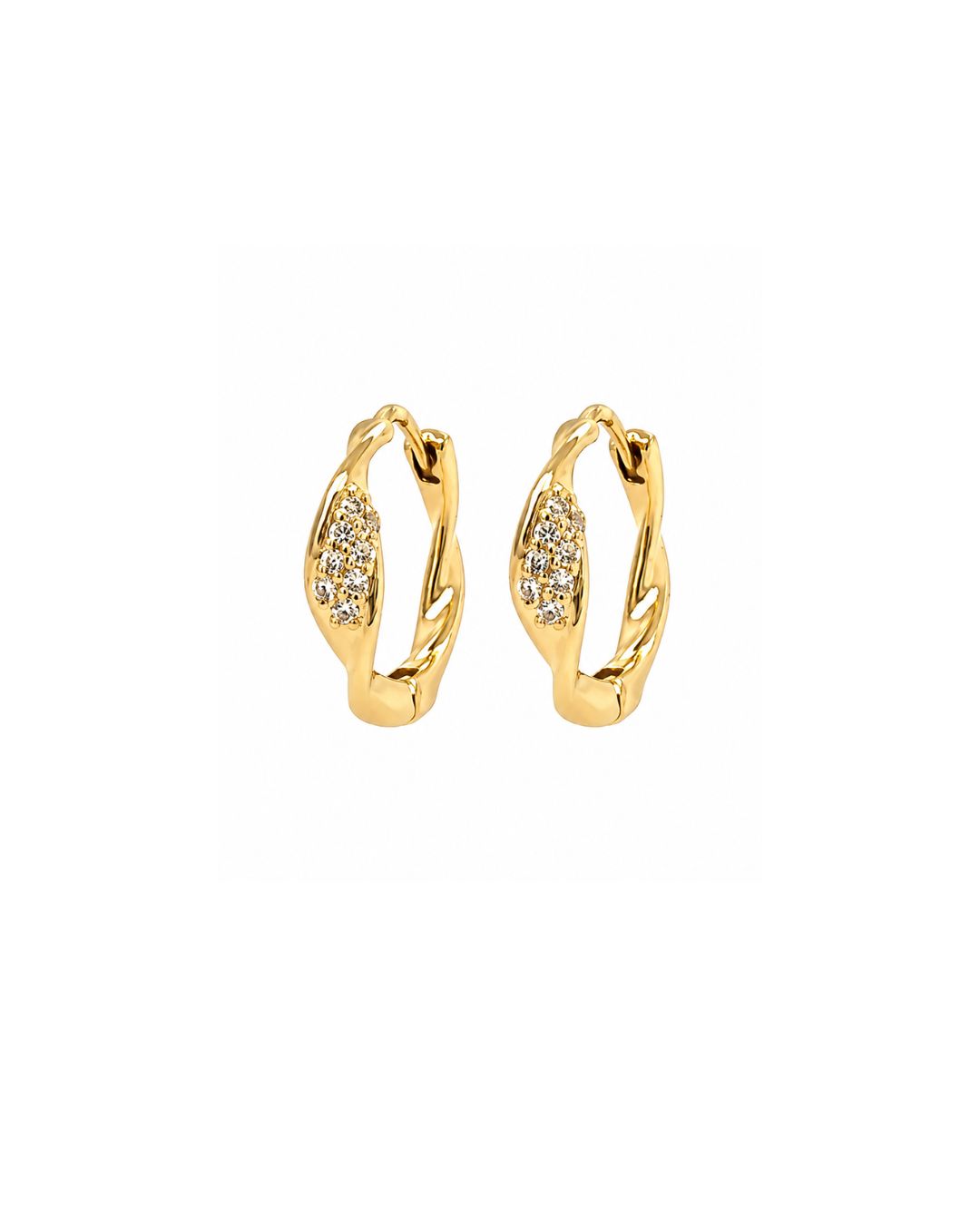 Wavy Pavé Huggies