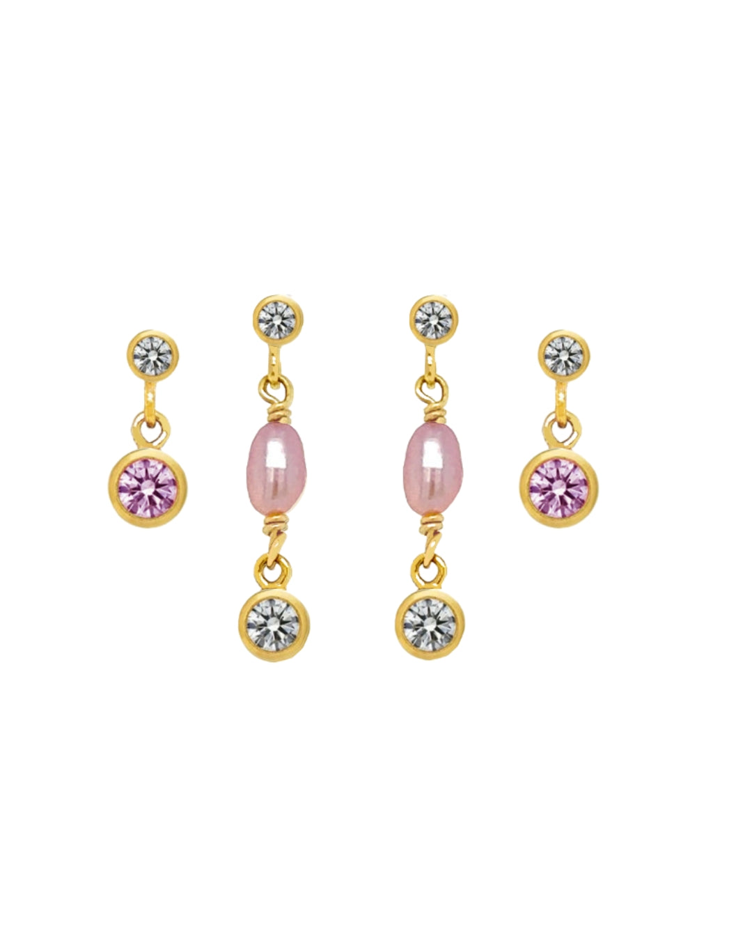 Iridescent Pearl Stud Earrings Set