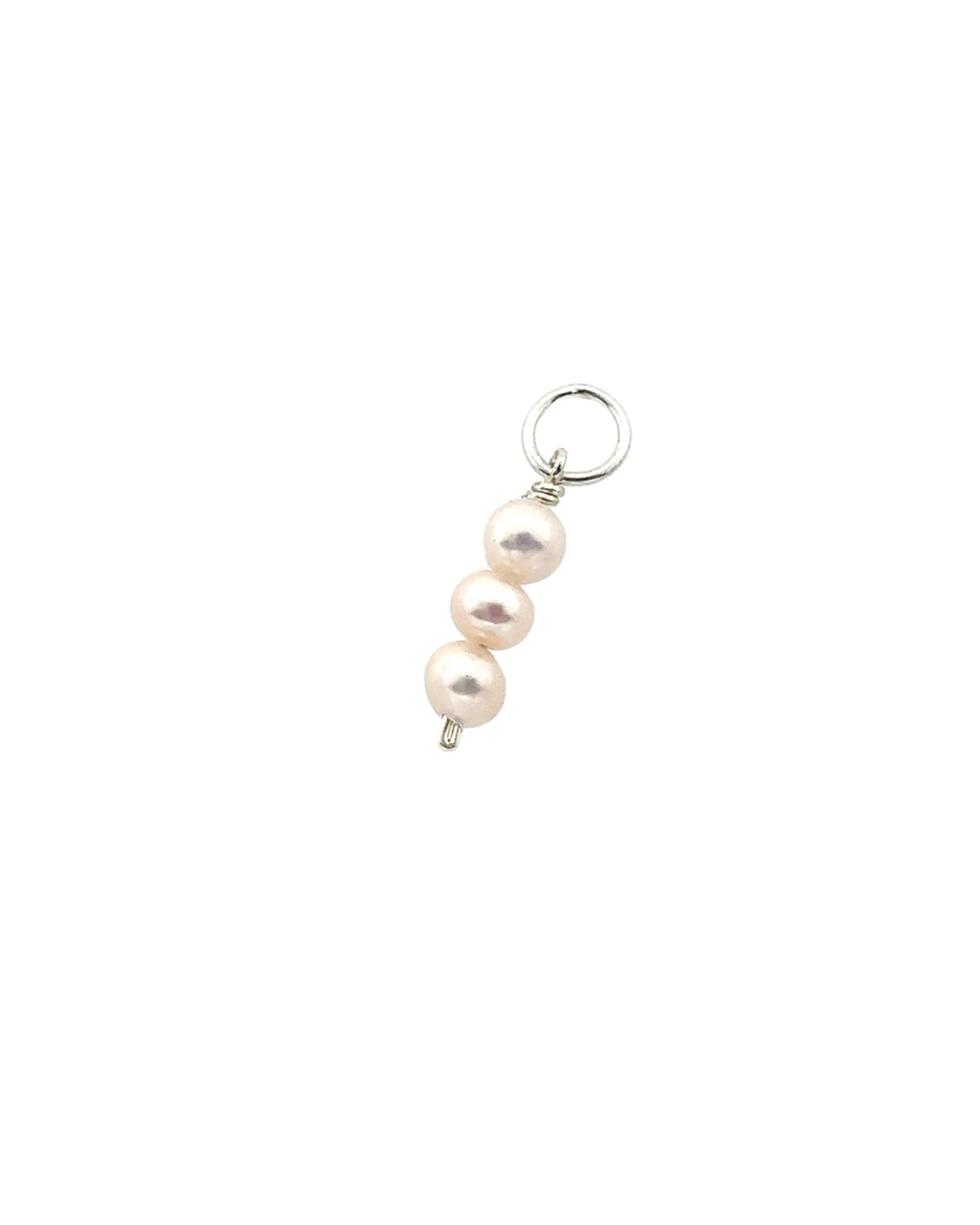 Sterling silver freshwater three pearl trio earring charms for Huggie hoops earrings. Made in Australia. 