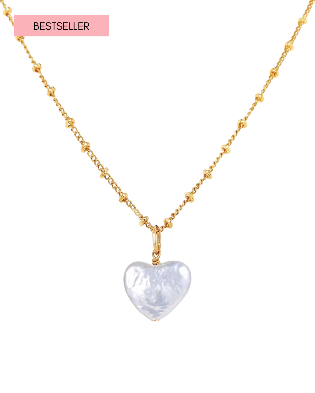 Freshwater Pearl Heart Pendant on Gold Filled Necklace Chain 