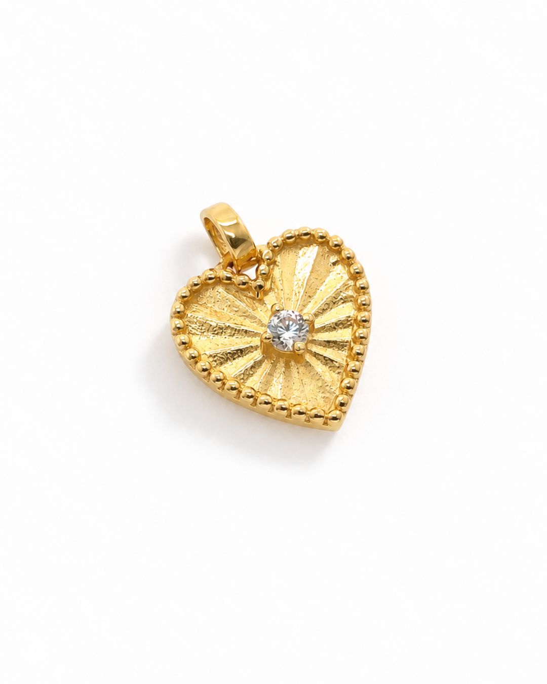 14k gold fill love heart pendant with diamond cubic zirconia centre 