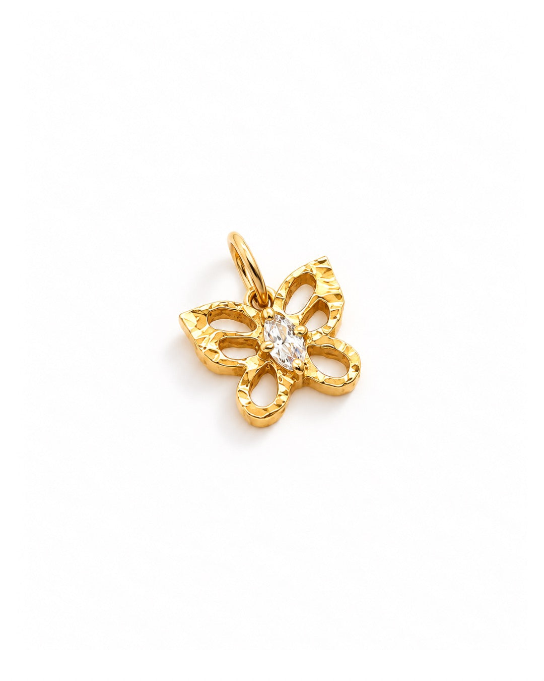 14k gold fill textured butterfly talisman pendant. Designed in Australia 