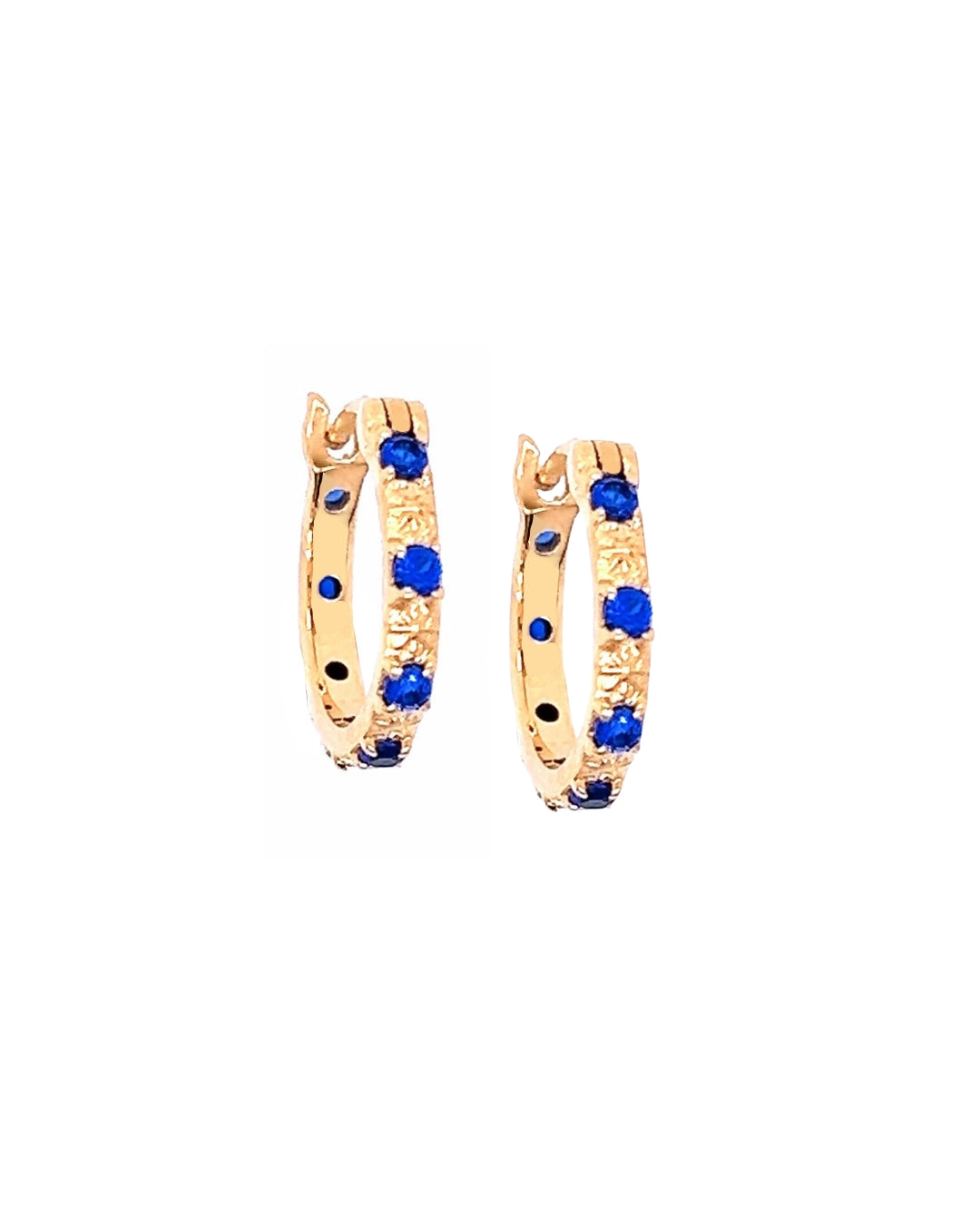 Gold Fill Sapphire Blue Star Hoops Earrings 
