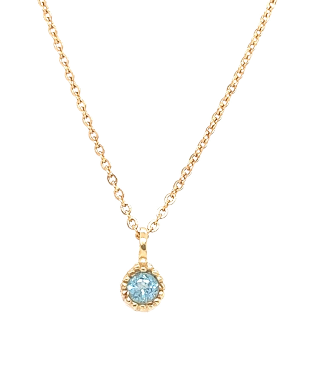 Gold December Blue Topaz Birthstone Necklace 