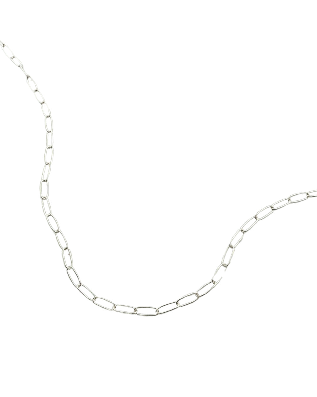 Sterling silver paperclip chain necklace. Made in Australia. For sensitive skin, tarnish resistant, waterproof jewelry. 