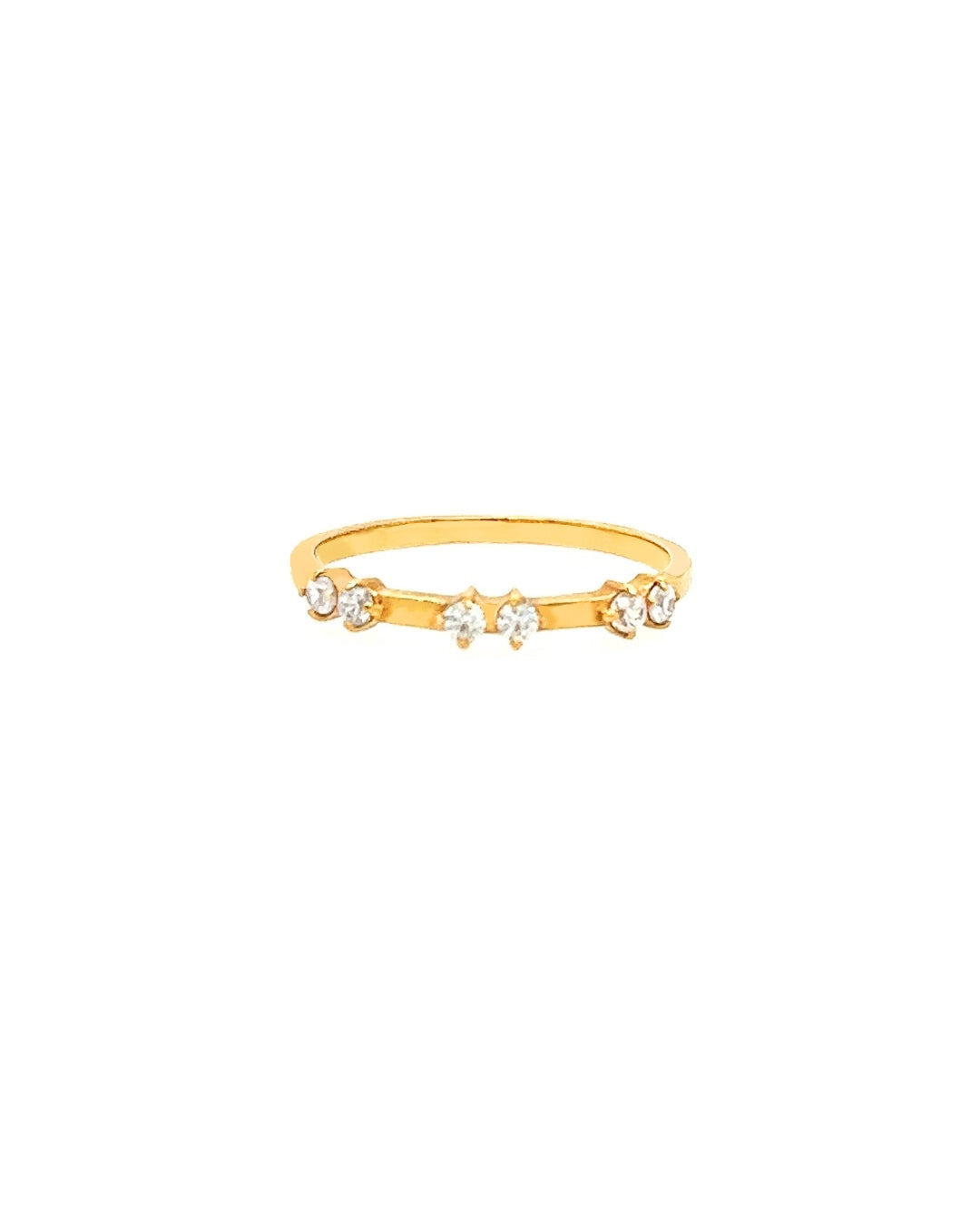 14k gold fill glimmer ring with 6 micro pave cubic zirconia crystals. 