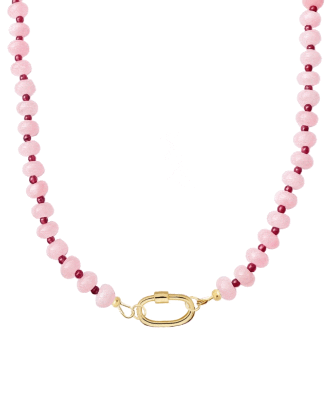 Pink Jade Charm Holder Necklace