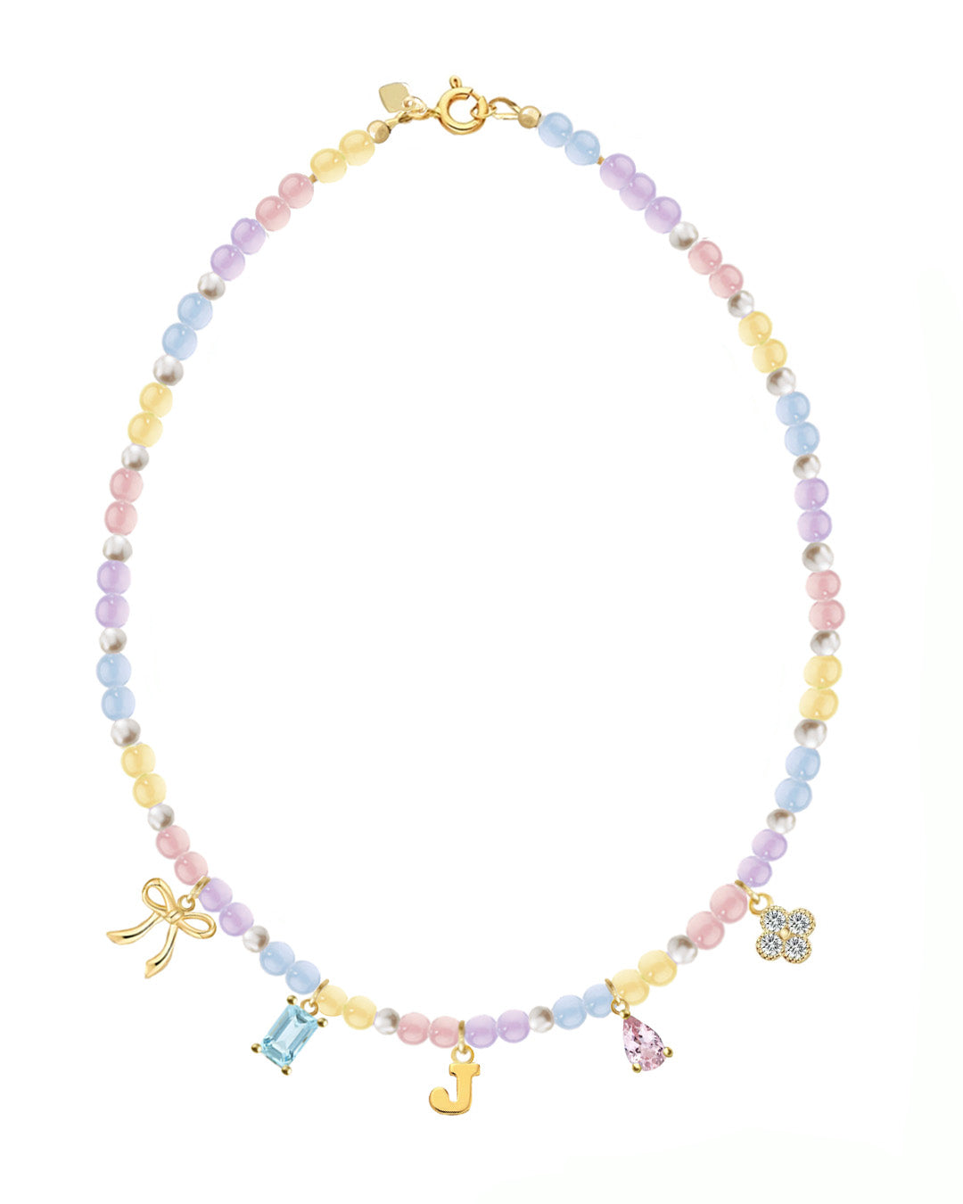 Pastel Gem Charm Necklace