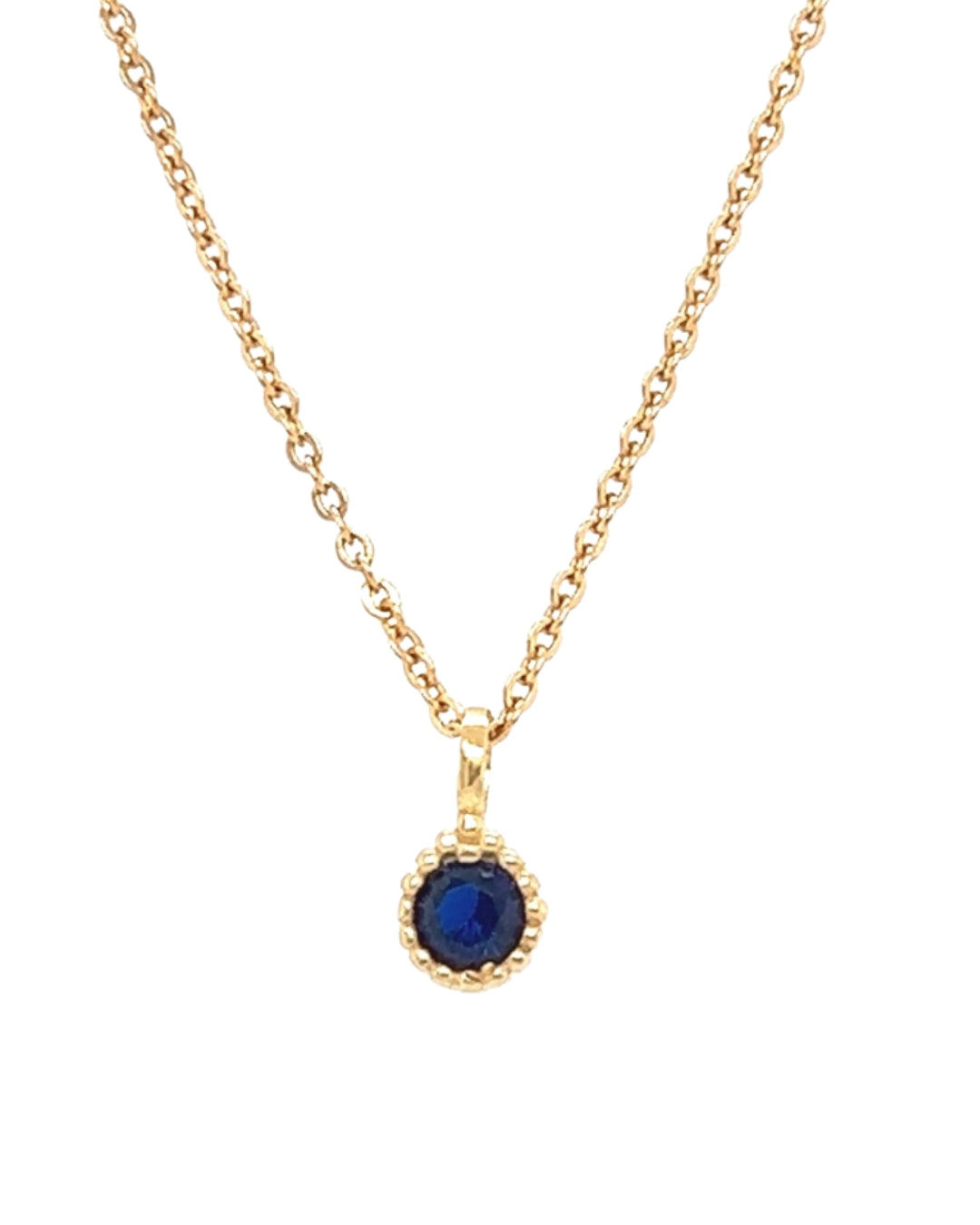 Gold September Blue Sapphire Birthstone Necklace.