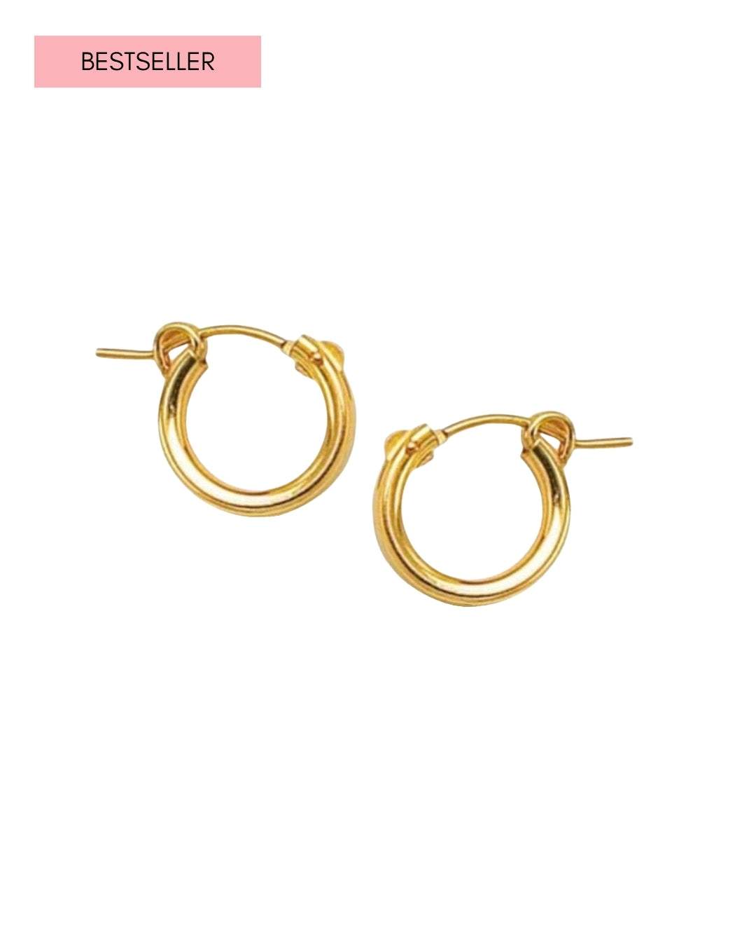 14k yellow gold fill Huggie hoops earrings. Made in Australia. Classic minimal plain gold hoops 