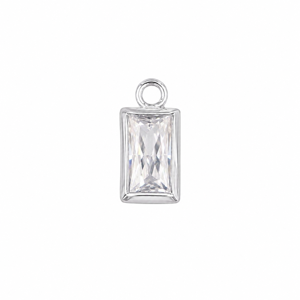 Silver April Birthstone (Baguette)