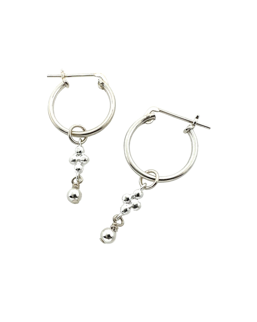 Sterling silver mini spheres trinity ball satellite hoops Huggies earrings 