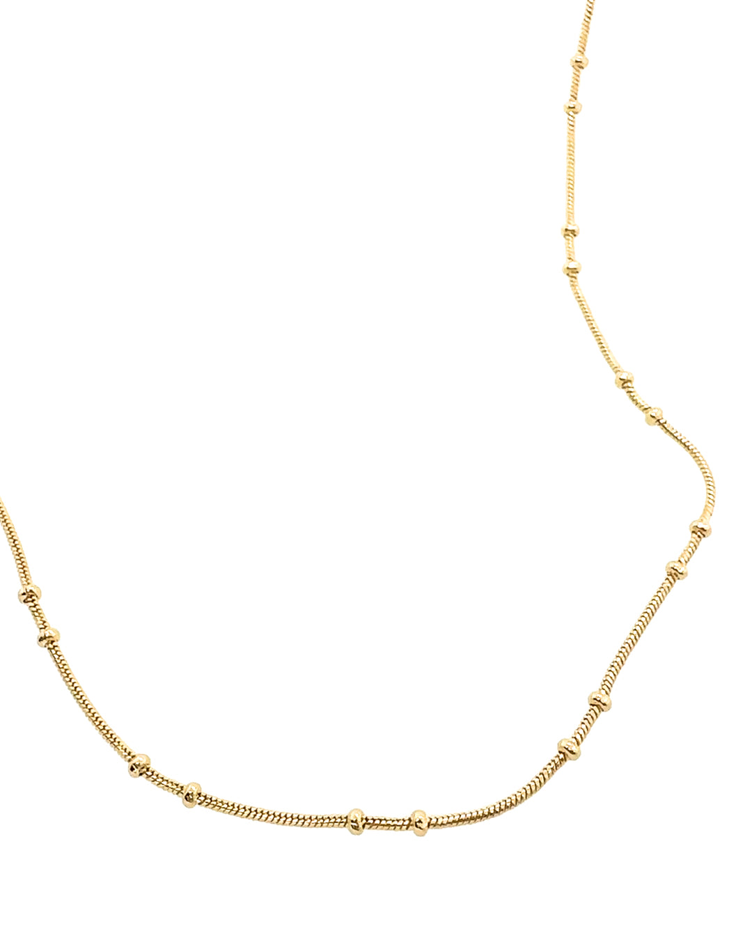 14k yellow gold fill beaded satellite chain necklace