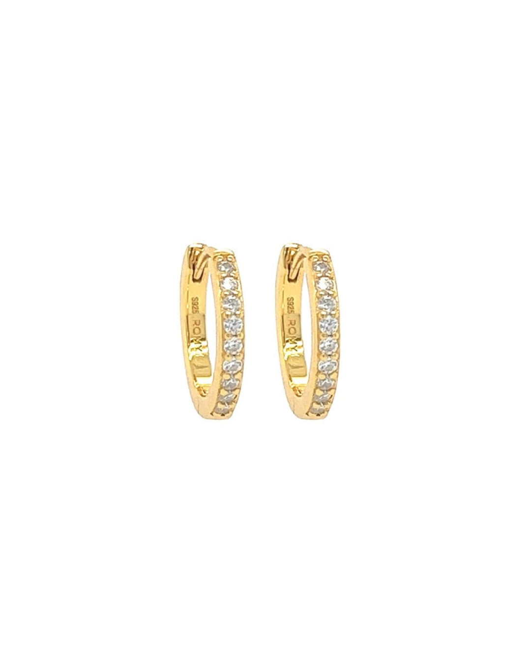 Gold classic cubic zirconia crystal pave hoop earrings 