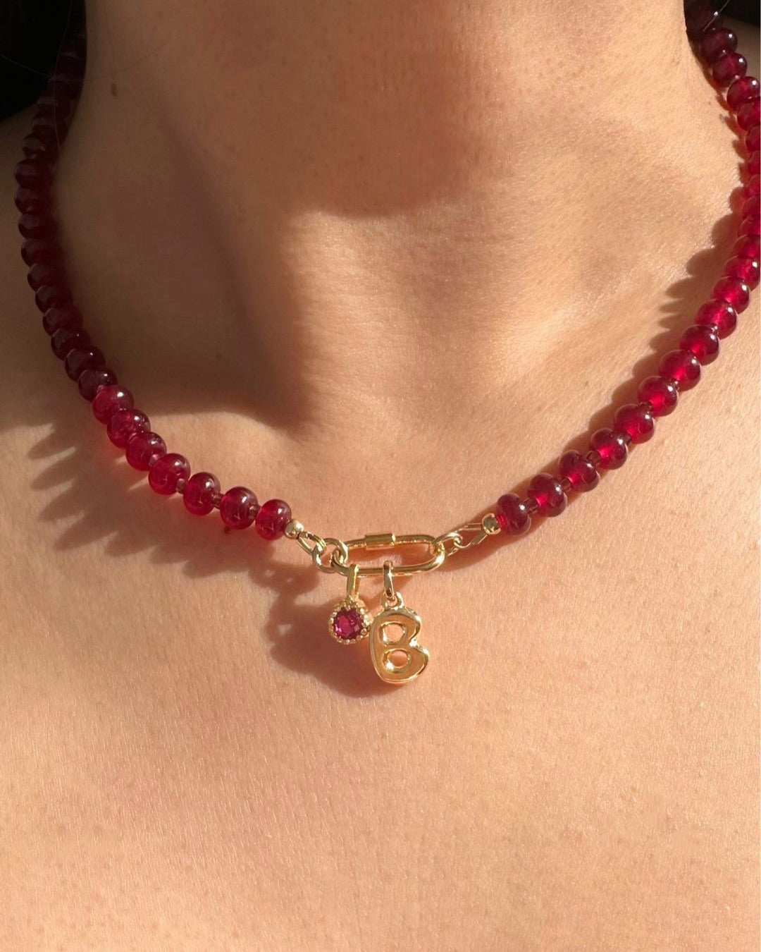 Rouge Jade Charm Holder Necklace