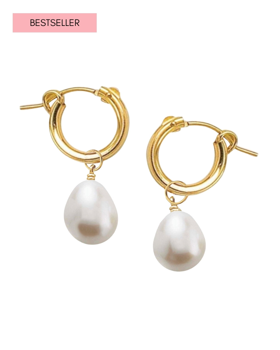Gold freshwater pearl earring charm on gold fill hoops 