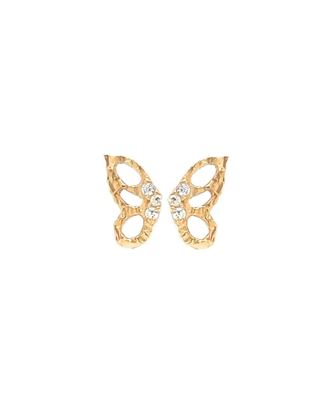 Gold butterfly flutter stud earrings 