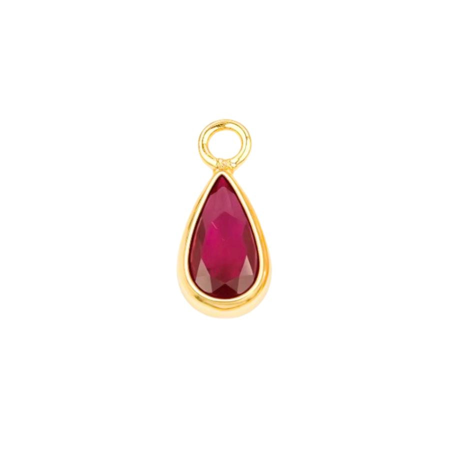 Gold July Teardrop Birthstone