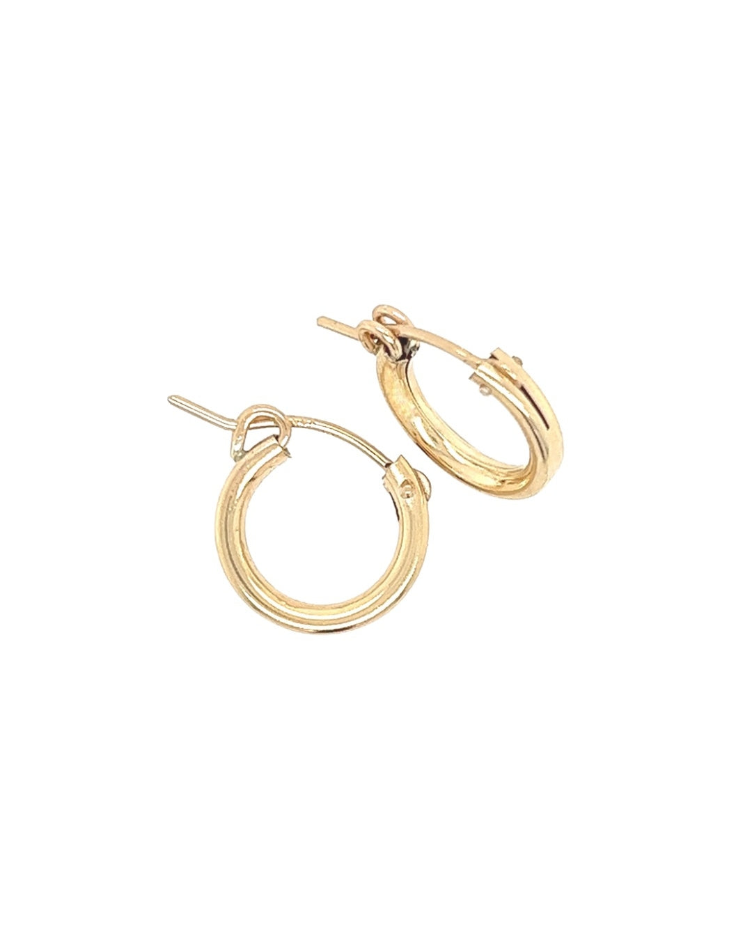 14k yellow gold fill Huggie hoops earrings. Made in Australia. Classic minimal plain gold small euro hoops 