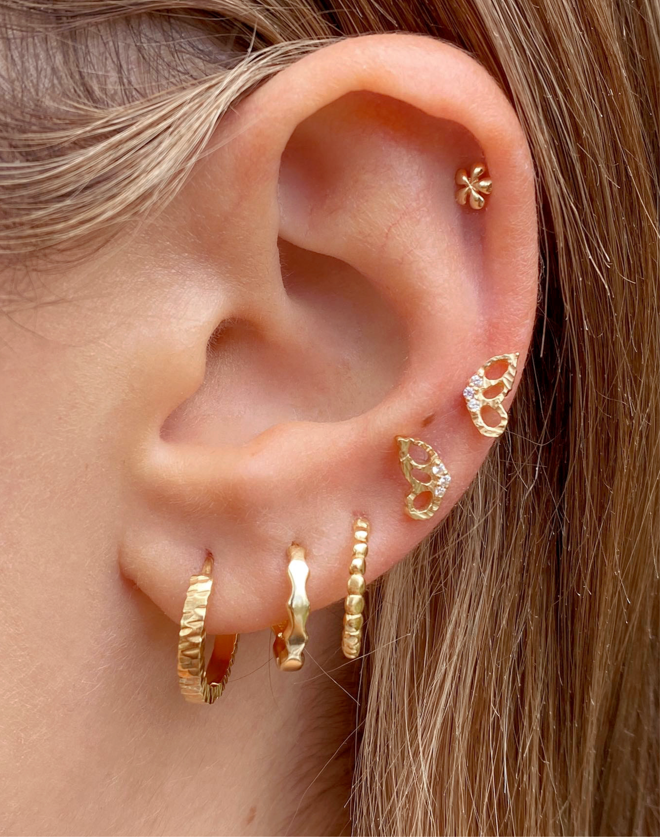 Gold Double Hoop Earrings Set