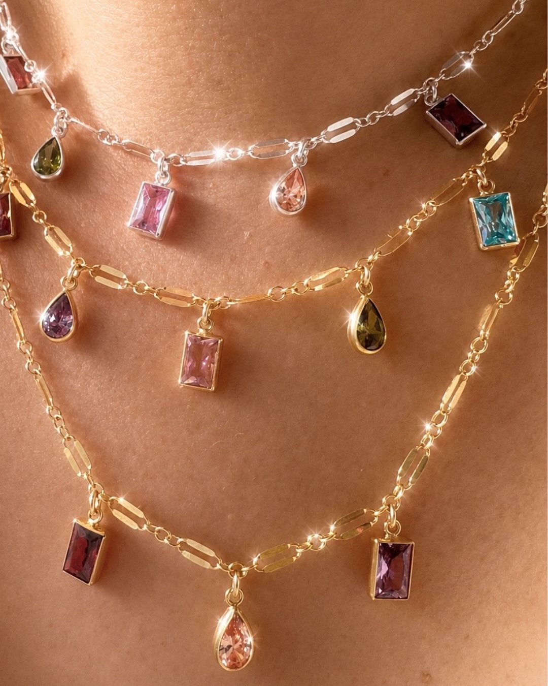 Silver Birthstone Necklace
