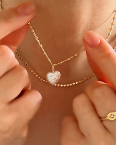 Gold Pearl Heart Necklace