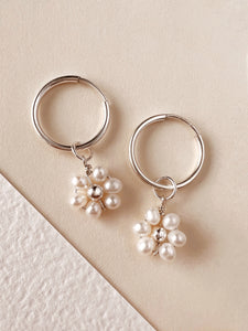 Silver Daisy Pearl Earring Charm